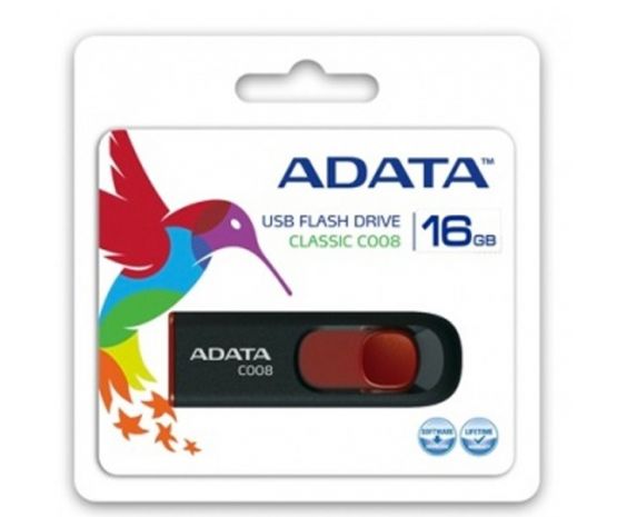 Memoria USB Retractil 2.0 ADATA de 16GB color negro/rojo
