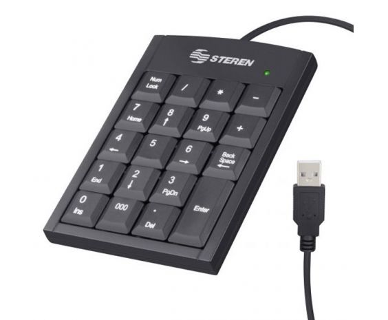 Teclado Numero USB Extra Plano con 17 teclas marca Steren.