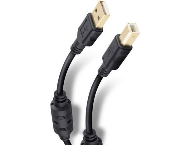 Cable Elite de USB 2.0 a USB tipo B Reforzado con conectores dorados de 1.8m marca Steren.