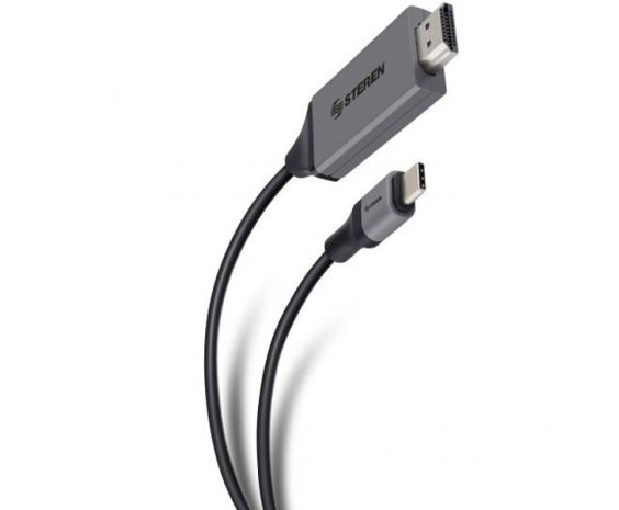 Cable USB tipo C a HDMI de 2 metros de largo marca Steren.