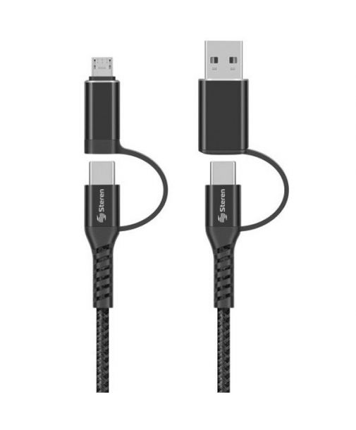 Cable Multiconexion USB/USB C a USB C/Micro USB 1 m. marca Steren.