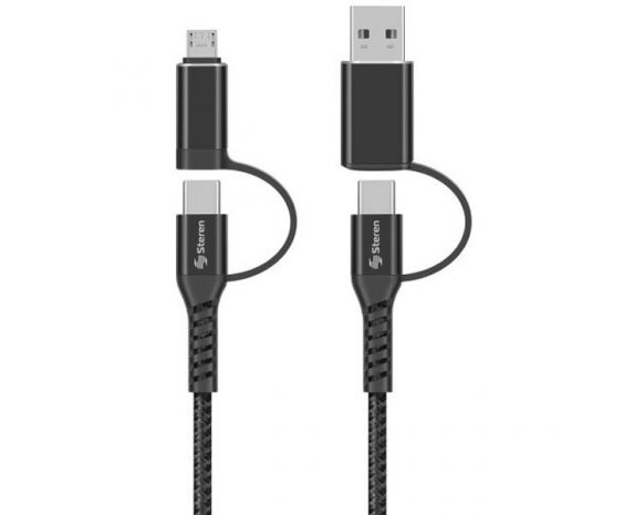 Cable Multiconexion USB/USB C  a USB C/Micro USB 1 m. marca Steren.