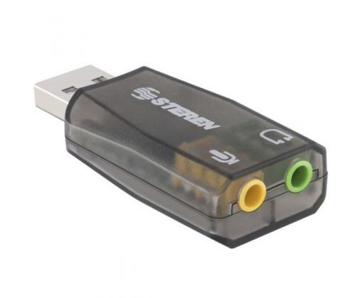Adaptador de USB a Audio AUX sonido y Micrófono marca Steren.