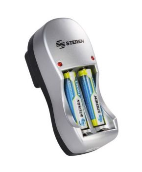 Cargador de Baterías Mini AA/AAA incluye 2 Baterías AA marca Steren.