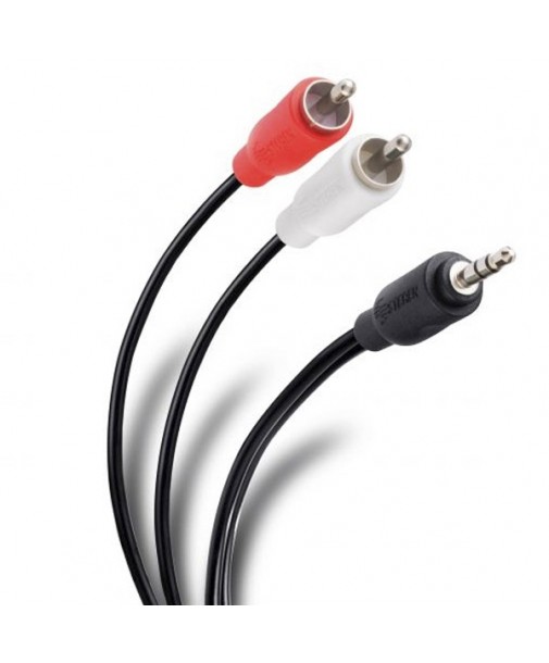 Cable Plug AUX 3.5mm a 2 Plug RCA de 15cm Ultra Delgado marca Steren