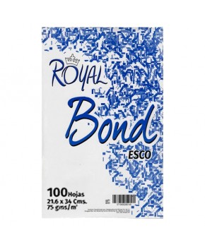 Papel Bond Blanco Oficio 21.5 x 34 75g. c/100 marca Royal