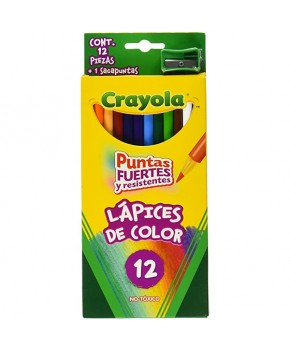 Crayola tipo lápiz delgado largos redondos 12 colores