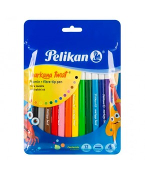 Marcador Markana Twist punto fino de 12 colores marca Pelikan