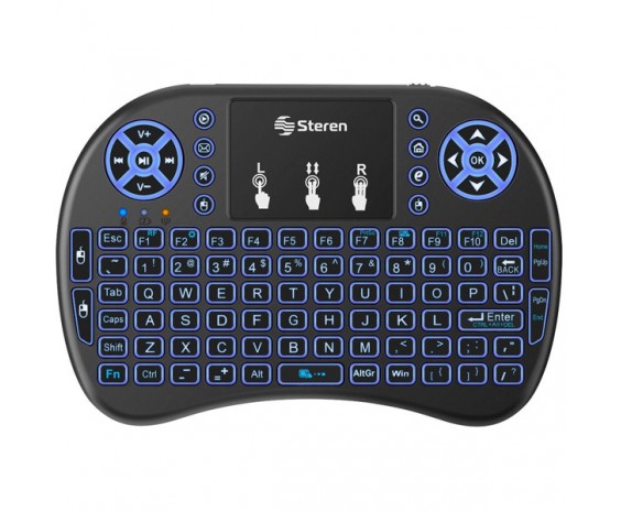 Mini teclado inalámbrico con touch pad para Smart TV marca Steren.