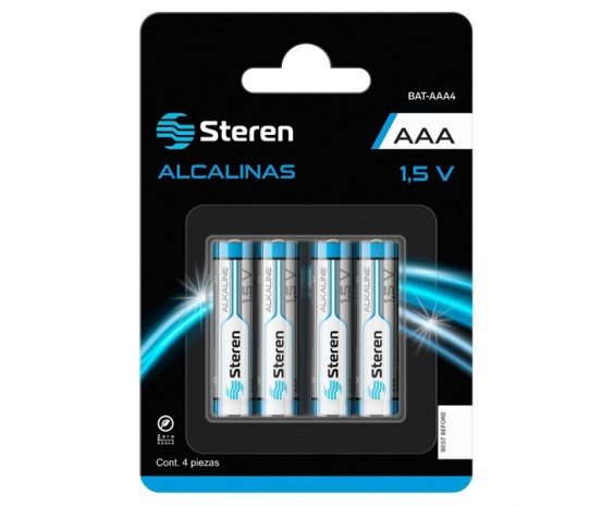 Paquete de 4 Baterías Alcalina AAA 1.5V marca Steren