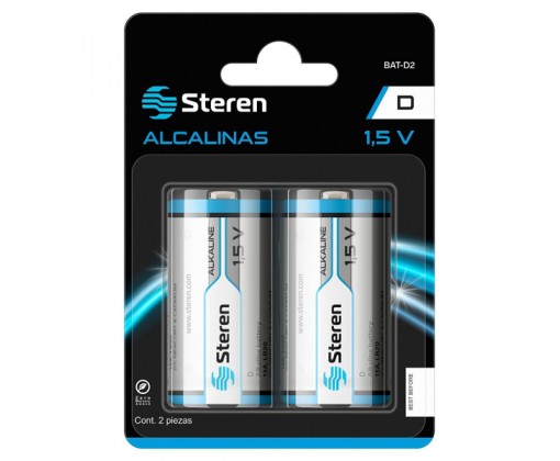 administración barrer Atravesar Batería Alcalina tipo D 1.5v paquete de 2 piezas marca Steren | Cad Toner.  El Más Grande!