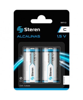 Batería Alcalina tipo C 1.5v paquete de 2 piezas marca Steren