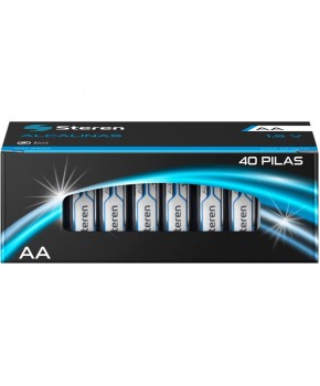 Batería Alcalina Tipo AA, Paquete de 40 piezas marca Steren