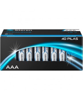 Batería Alcalina Tipo AAA, Paquete de 40 piezas marca Steren