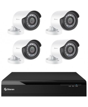 Sistema de Seguridad CCTV con DVR Penta Híbrido de 8 Canales con 4 Cámaras, Disco Duro y Monitoreo por Internet marca Steren