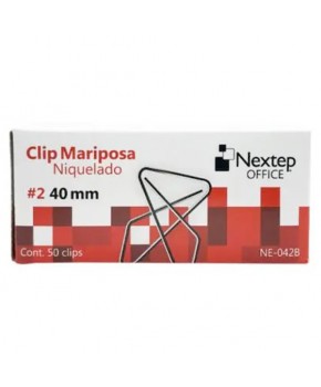 Clip Mariposa Niquelado N2 de 40 mm C/50 marca Nextep