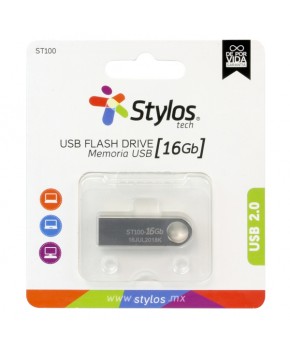 Memoria USB Metálica de 16 Gb. 2.0 marca Stylos Tech