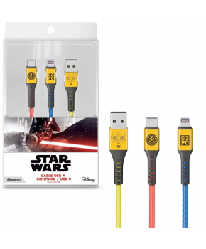 Cable Star Wars 2 en 1 USB a Lightning  / USB C de 1 m marca Steren
