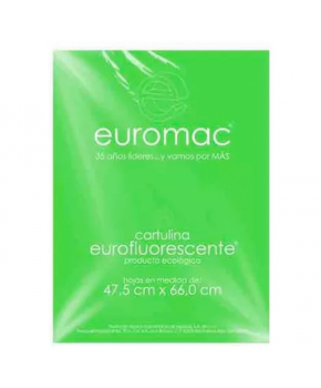 Cartulina Fluorescente Verde 47.5 x 66 cm C/10 marca Euromac