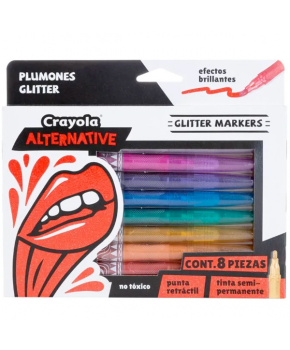 Crayola Tipo Plumón Alternative Glitter C/8 Colores