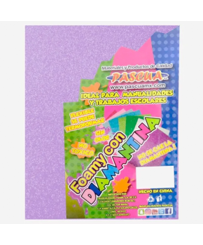 Foamy con Diamantina Tamaño Carta C/5 piezas marca Pascua