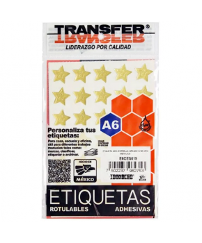 Etiqueta Estrella Grande Oro Metálico Autoadhrible C/105 piezas marca Transfer