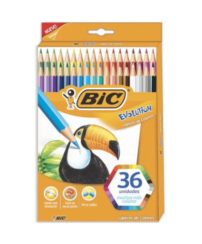 Colores de Madera Bic Evolution Hexagonales de 36 Tonos marca Bic