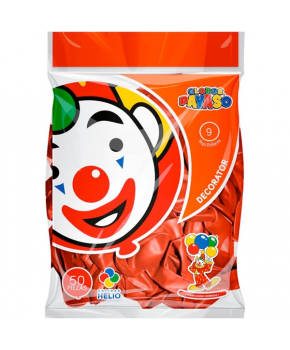 Globo Decorado Rojo Num. 09 Bolsa C/50 marca Payaso