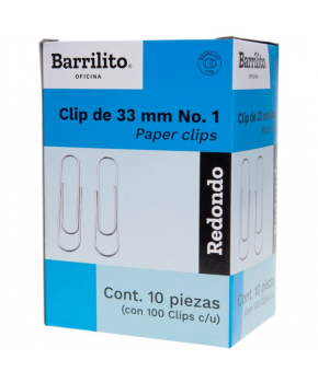 Clip Estándar No.1 Caja C/100 piezas marca Barrilito