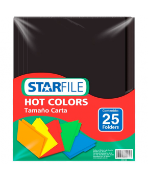 Folder Tamaño Carta Hot Colors Negro C/25 piezas