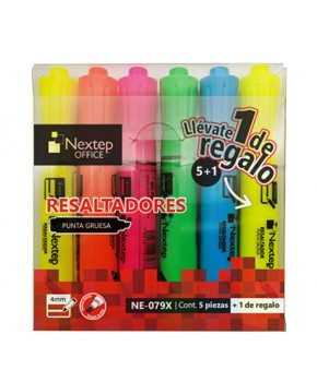 Marcador Fluorescente Varios Colores C/5 piezas marca Nextep
