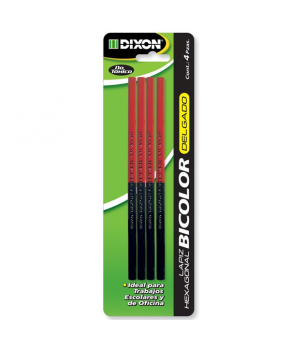 Lápiz Bicolor Delgado Azul/Rojo C/4 marca Dixon