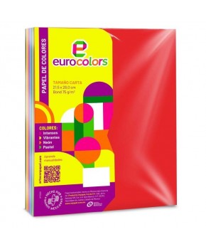 Papel Eurocolors Arcoíris Tamaño Carta 10 Colores C/100 marca Mapasa