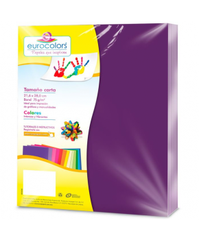 Papel Cortado Carta Morado C/100 marca Eurocolors