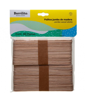 Palitos de Madera Planos Jumbo 15 x 1.8 cm C/80 piezas marca Barrilito