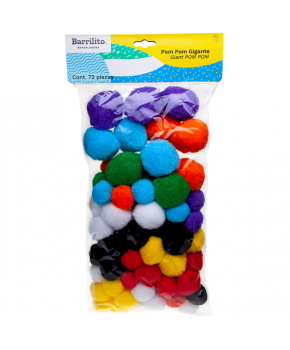 Pompon Giagante Colores Surtidos C/72 piezas marca Barrilito