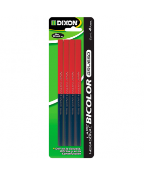 Lápiz Bicolor Grueso Azul/Rojo C/4 marca Dixon
