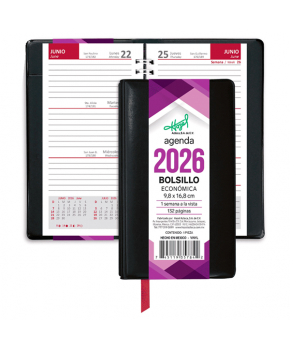 Agenda de Bolsillo 2026 de 9.80 x 16.80 cm marca Hazel