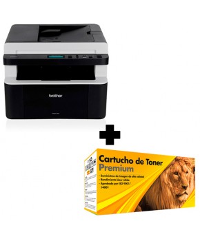 Combo Impresora Multifuncional Brother DCP-1617NW + Cartucho de Toner León TN1060 Negro para 1,000 páginas.
