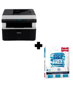 Combo Impresora Brother DCP-1617NW + Hojas de maquina tamaño carta c/500 marca Scribe