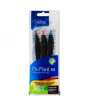Bolígrafo Retráctil Punto Mediano 1.0 mm Pin Point RT C/3 marca Azor
