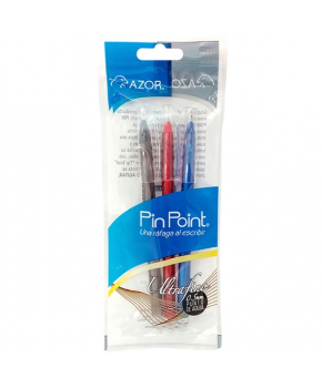 Bolígrafo Punto Ultrafino 0.5 mm Pin Point C/3 marca Azor
