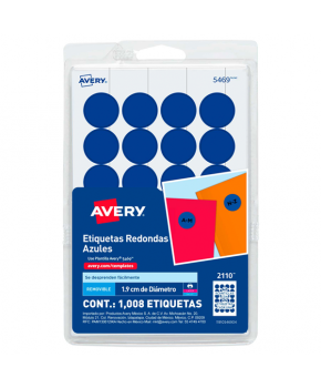 Etiqueta Redonda Azul 3/4 marca Avery