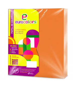 Papel Cortado Carta Naranja Vibrante C/100 marca Eurocolors