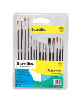 Pincel Oleo Acuarela Surtidos Mod. 8043KPM paq. C/15 piezas marca Barrilito