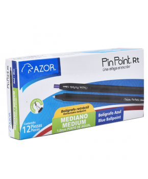 Bolígrafo Retráctil Punto Medio 1.00mm Azul Pin Point C/12 marca Azor