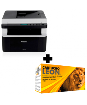 Combo Impresora Multifuncional Brother DCP-1617NW + Cartucho de Toner León TN1060 Negro para 1,000 páginas.