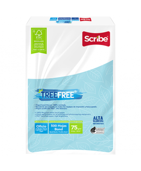 Papel Bond Blanco Tamaño Oficio C/500 75 gms. Bco. 93% marca Scribe