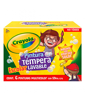 Pintura Témpera de 59 ml. Colores Surtidos paq. C/6 piezas marca Crayola
