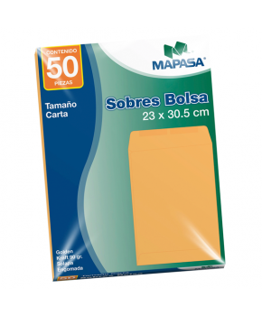 Sobre Bolsa Panuco Tamaño Carta 23 x 30.5 cm. C/50 marca Mapasa